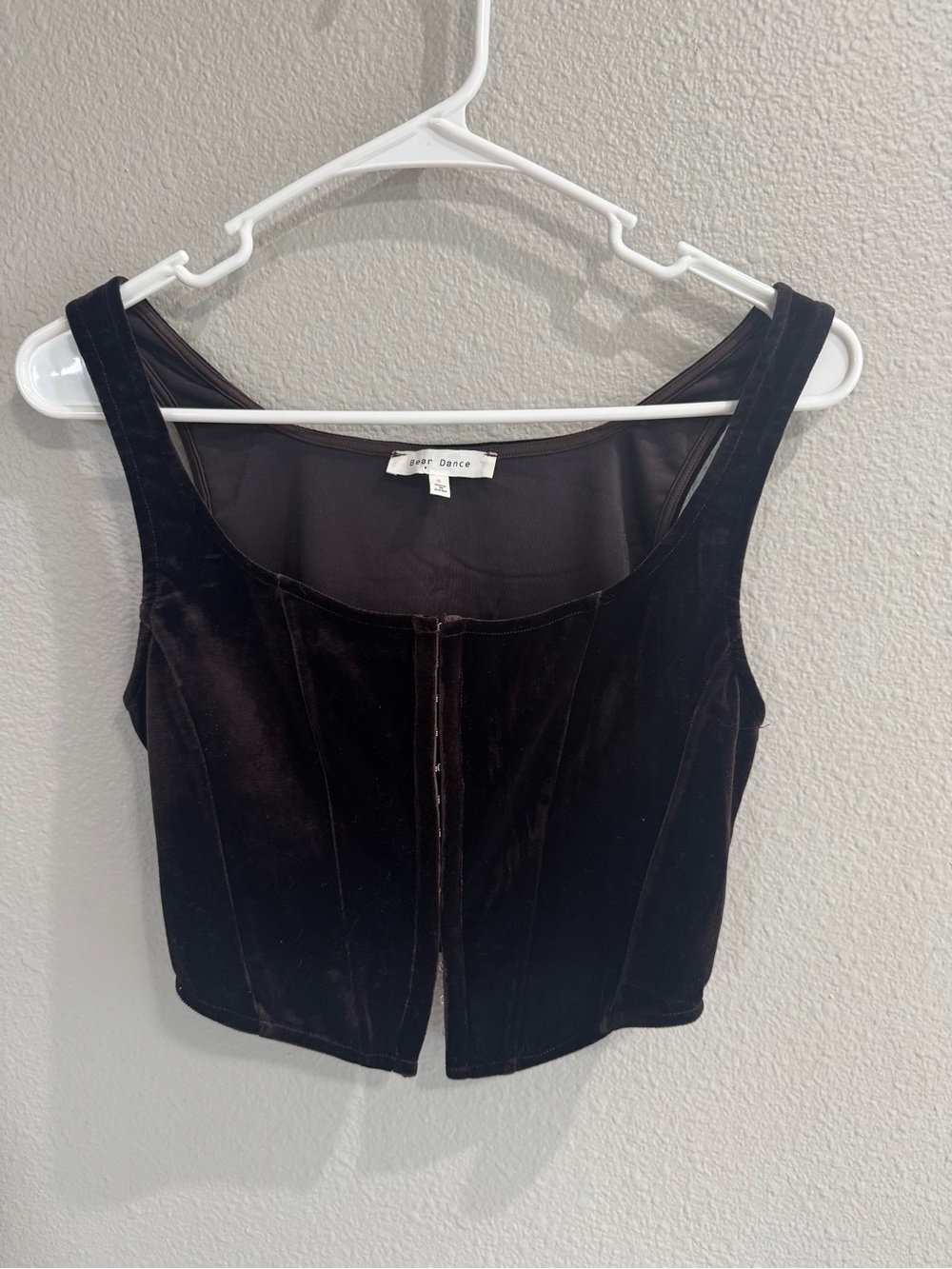 Bear dance, Chocolate brown Velvet Bustier Crop Top small